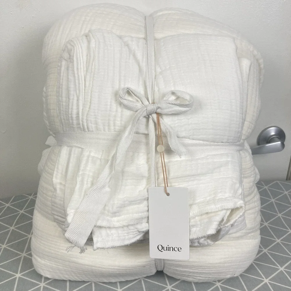 Quince NWT Organic Cotton Gauze Duvet Cover Set With 2 Shams King/Cal King White